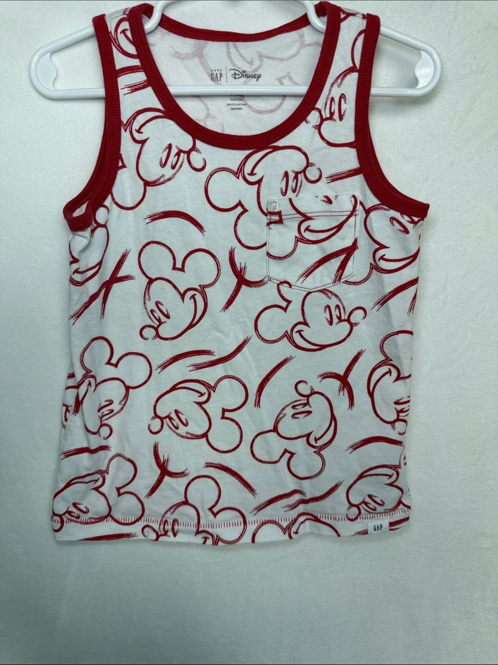 GAP toddler boys White Tank Top with Red Mickey Sketch Print